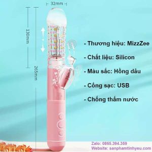 Dương vật cầm tay MizzZee 8 chế độ có nhánh rung thụt